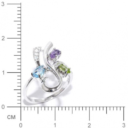 Кольцо с хризолитами, аметистами и топазами из серебра (арт. 906778)