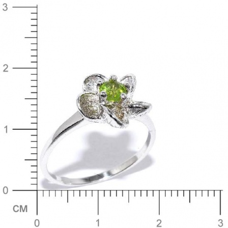 Кольцо Цветок с хризолитами из серебра (арт. 906788)