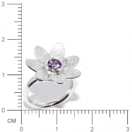 Кольцо Цветок с аметистами из серебра (арт. 907091)