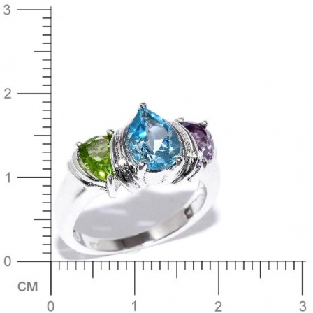 Кольцо с хризолитами, аметистами и топазами из серебра (арт. 907553)