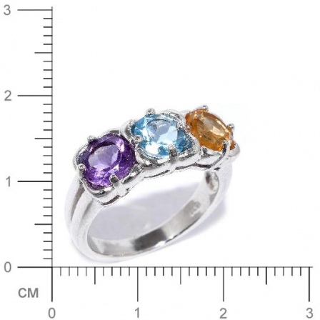 Кольцо с цитринами, аметистами и топазами из серебра (арт. 907735)