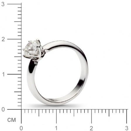 Классическое кольцо с бриллиантом 1 карат из белого золота (арт. 990001)