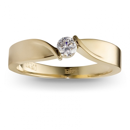 Кольцо с 1 бриллиантом из жёлтого золота 750 пробы (арт. 300551)