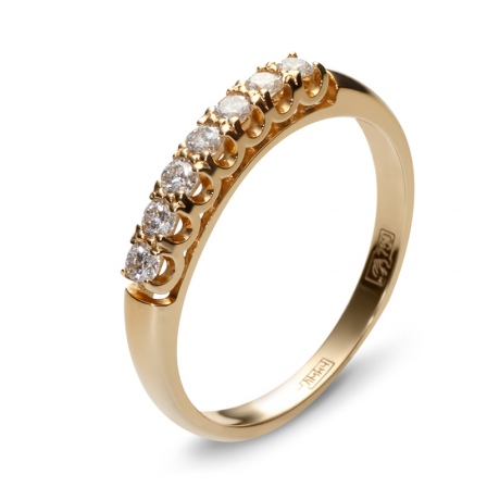Кольцо с 7 бриллиантами из жёлтого золота 750 пробы (арт. 300568)