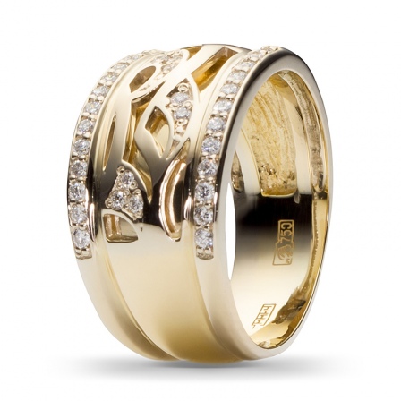 Кольцо с 32 бриллиантами из комбинированного золота 750 пробы (арт. 300913)