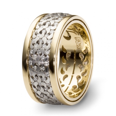 Кольцо с 125 бриллиантами из комбинированного золота 750 пробы (арт. 301183)