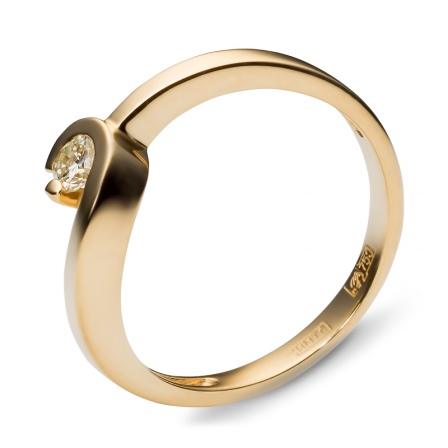 Кольцо с 1 бриллиантом из жёлтого золота 750 пробы (арт. 302316)