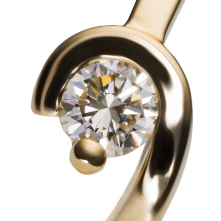 Кольцо с 1 бриллиантом из жёлтого золота 750 пробы (арт. 302316)
