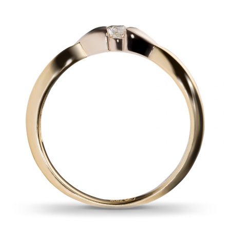 Кольцо с 1 бриллиантом из комбинированного золота 750 пробы (арт. 302468)