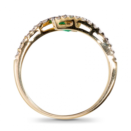 Кольцо с 24 бриллиантами, изумрудом из жёлтого золота 750 пробы (арт. 303097)