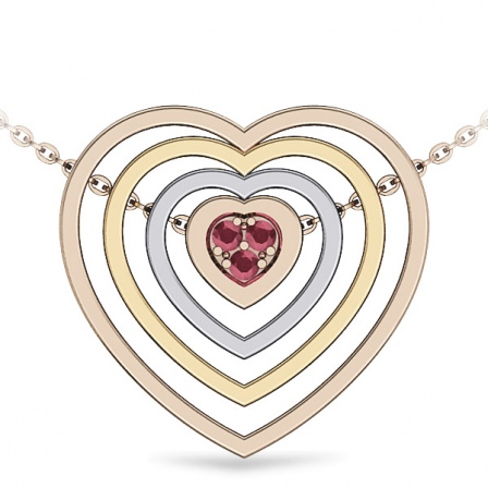 Колье Сердце с рубинами из комбинированного золота (арт. 332105)