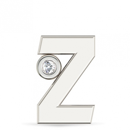 Подвеска Буква "Z" с бриллиантом из белого золота (арт. 332826)