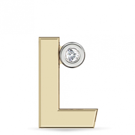 Подвеска Буква "L" с бриллиантом из желтого золота (арт. 332924)