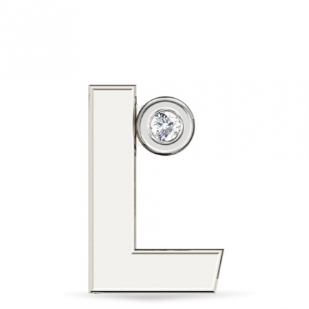 Подвеска Буква "L" с бриллиантом из белого золота (арт. 333074)