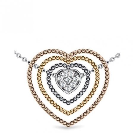 Колье Сердце с бриллиантами из комбинированного золота (арт. 335090)
