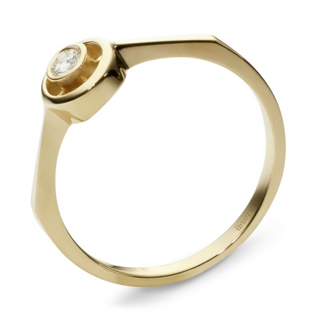 Кольцо с 1 фианитом из жёлтого золота  (арт. 351084)