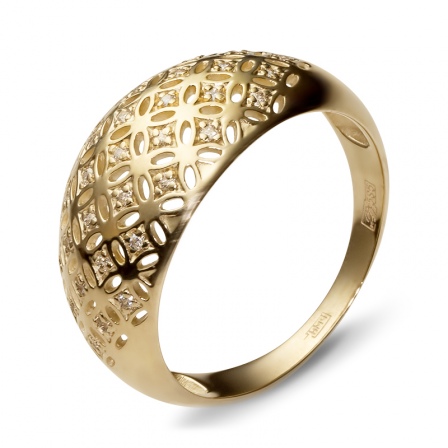 Кольцо с 29 фианитами из жёлтого золота  (арт. 351097)