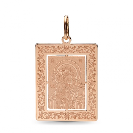 Подвеска-иконка "Богородица Почаевская" из красного золота (арт. 351878)