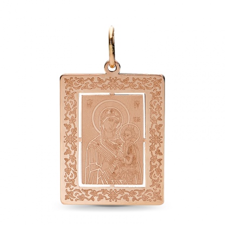 Подвеска-иконка "Богородица Тихвинская" из красного золота (арт. 351879)