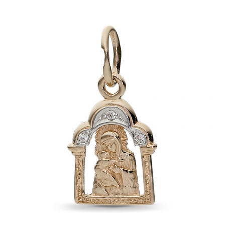 Подвеска-иконка "Владимирская Богородица" из красного золота (арт. 351975)