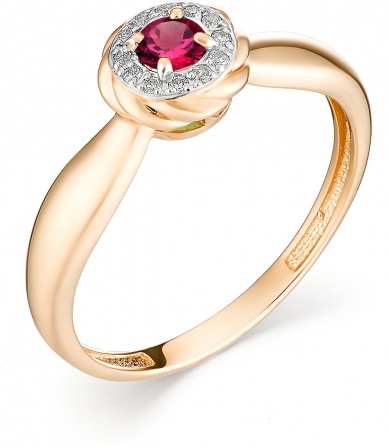 Кольцо с рубином и бриллиантами из красного золота (арт. 800425)