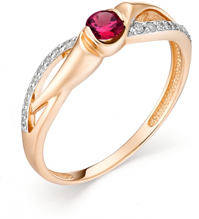 Кольцо с рубином и бриллиантами из красного золота (арт. 800437)
