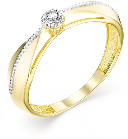 Кольцо с 1 бриллиантом из жёлтого золота (арт. 800550)