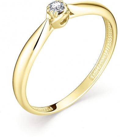 Кольцо с 1 бриллиантом из жёлтого золота (арт. 800682)