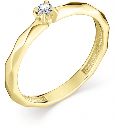 Кольцо с 1 бриллиантом из жёлтого золота (арт. 800685)