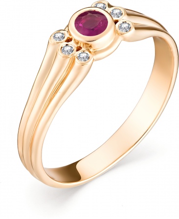 Кольцо с рубином и бриллиантами из красного золота (арт. 800722)