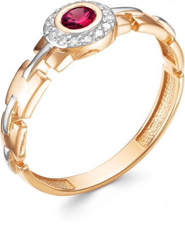 Кольцо с рубином и бриллиантами из красного золота (арт. 800799)