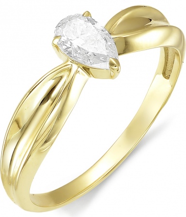 Кольцо Капля с 1 бриллиантом из жёлтого золота (арт. 801028)