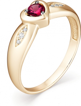 Кольцо Сердце с рубином и бриллиантами из красного золота (арт. 801214)