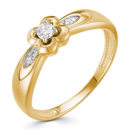 Кольцо с 5 бриллиантами из жёлтого золота (арт. 801217)