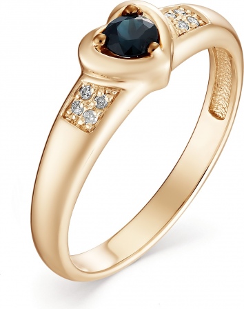 Кольцо Сердце с сапфиром и бриллиантами из красного золота (арт. 801256)