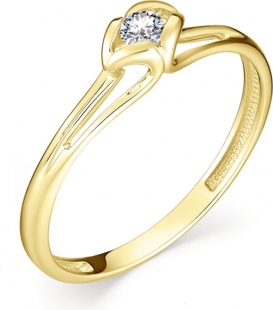Кольцо с 1 бриллиантом из жёлтого золота (арт. 801381)