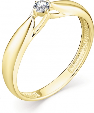 Кольцо с 1 бриллиантом из жёлтого золота (арт. 801399)