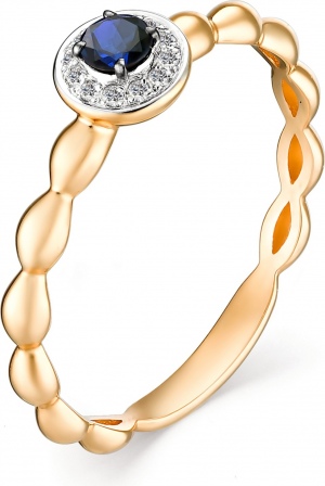 Кольцо с сапфиром и бриллиантами из красного золота (арт. 801423)