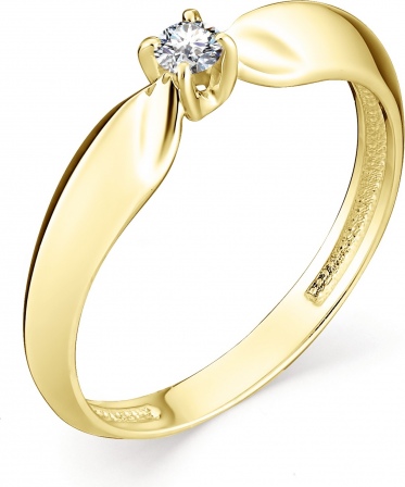 Кольцо с 1 бриллиантом из жёлтого золота (арт. 801454)