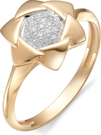 Кольцо Цветок с бриллиантами из красного золота (арт. 810477)