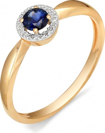 Кольцо с бриллиантами, сапфиром из красного золота (арт. 810557)