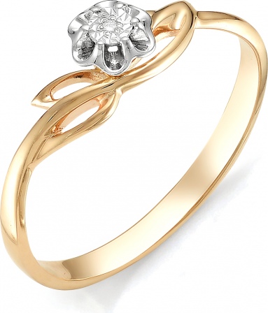 Кольцо Цветок с бриллиантом из красного золота (арт. 810738)