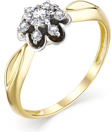 Кольцо Цветок с бриллиантами из желтого золота (арт. 810928)
