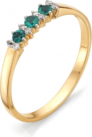 Кольцо с бриллиантами, изумрудами из красного золота (арт. 810984)