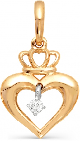 Подвеска Сердце с бриллиантом из красного золота (арт. 812345)