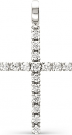 Крестик с бриллиантами, сапфиром из белого золота (арт. 812372)