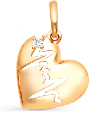 Подвеска Сердце с бриллиантом из красного золота (арт. 812387)