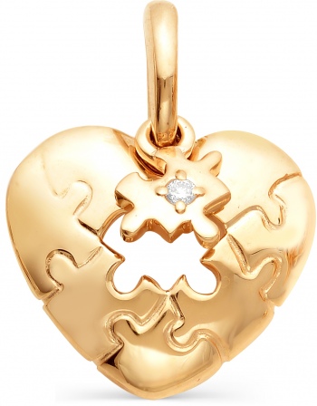 Подвеска Сердце с бриллиантом из красного золота (арт. 813273)