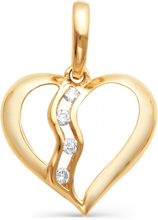 Подвеска Сердце с бриллиантом из красного золота (арт. 813400)