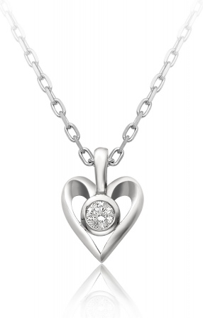 Колье Сердце с бриллиантом из белого золота (арт. 813804)
